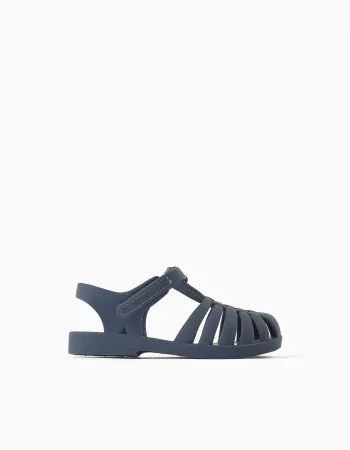 Rubber jelly sandals with touch-fastener for babies, dark blue