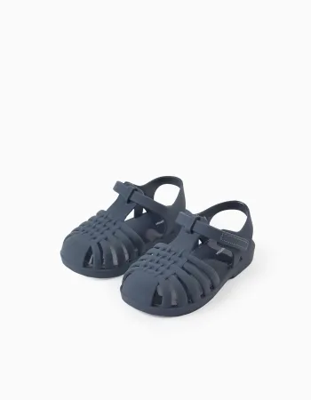 Rubber jelly sandals with touch-fastener for babies, dark blue
