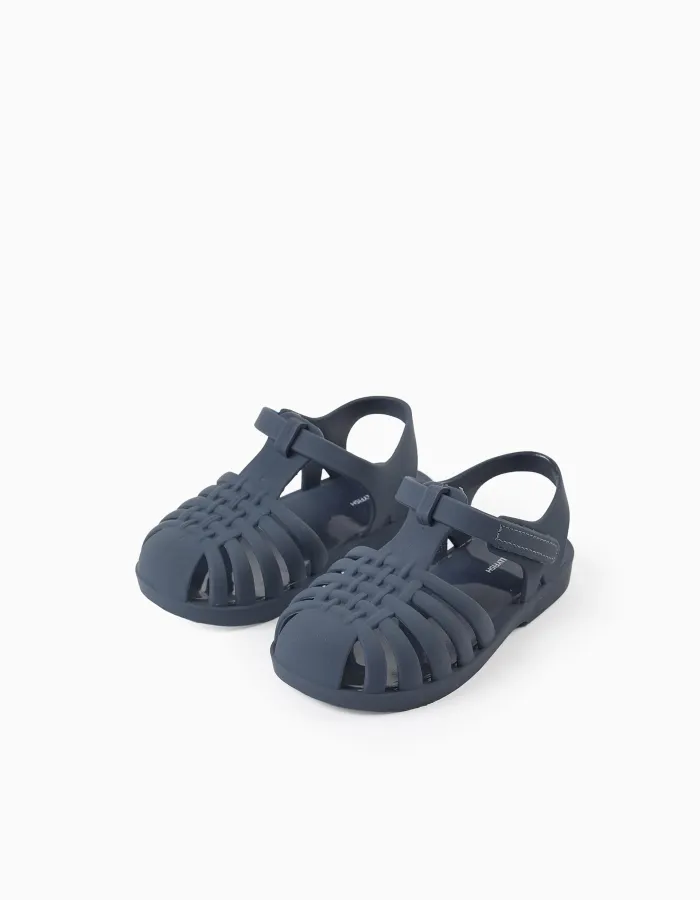 Rubber jelly sandals with touch-fastener for babies, dark blue