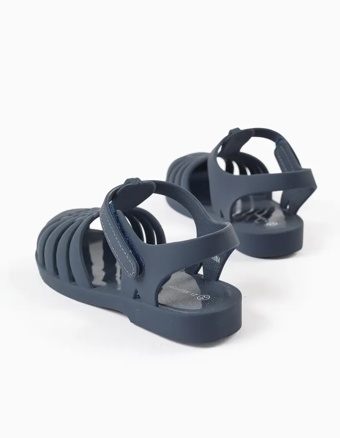 Rubber jelly sandals with touch-fastener for babies, dark blue