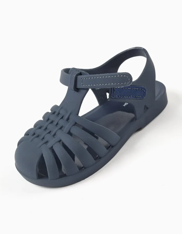 Rubber jelly sandals with touch-fastener for babies, dark blue