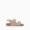 Suede footbed sandals with cork insole for baby boys, beige