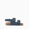 Suede footbed sandals with cork insole for baby boys, dark blue