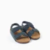 Suede footbed sandals with cork insole for baby boys, dark blue
