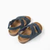 Suede footbed sandals with cork insole for baby boys, dark blue
