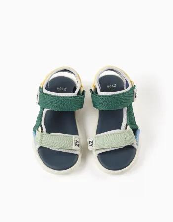 Superlight sandals with touch-fastening straps for baby boys, multicolour