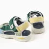 Superlight sandals with touch-fastening straps for baby boys, multicolour