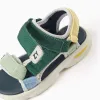 Superlight sandals with touch-fastening straps for baby boys, multicolour