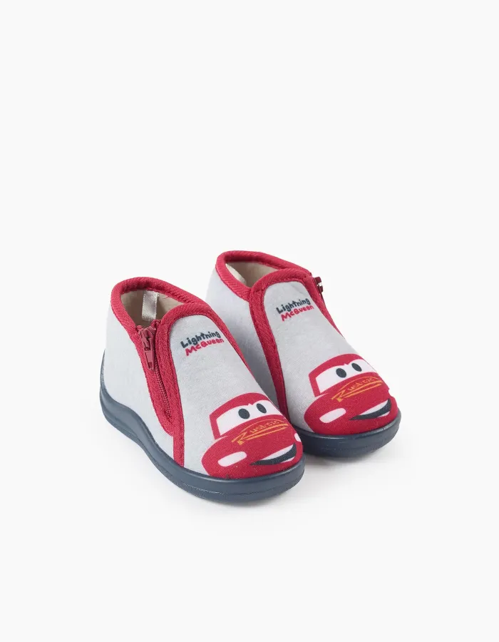 Slippers with Lightning McQueen print for babies and boys, grey/red