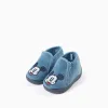 Velvet slippers with Mickey embroidery for babies and boys, blue