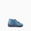 Velvet slippers with Mickey embroidery for babies and boys, blue