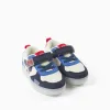 Light-up trainers with Mickey print for baby boys, blue/white/red