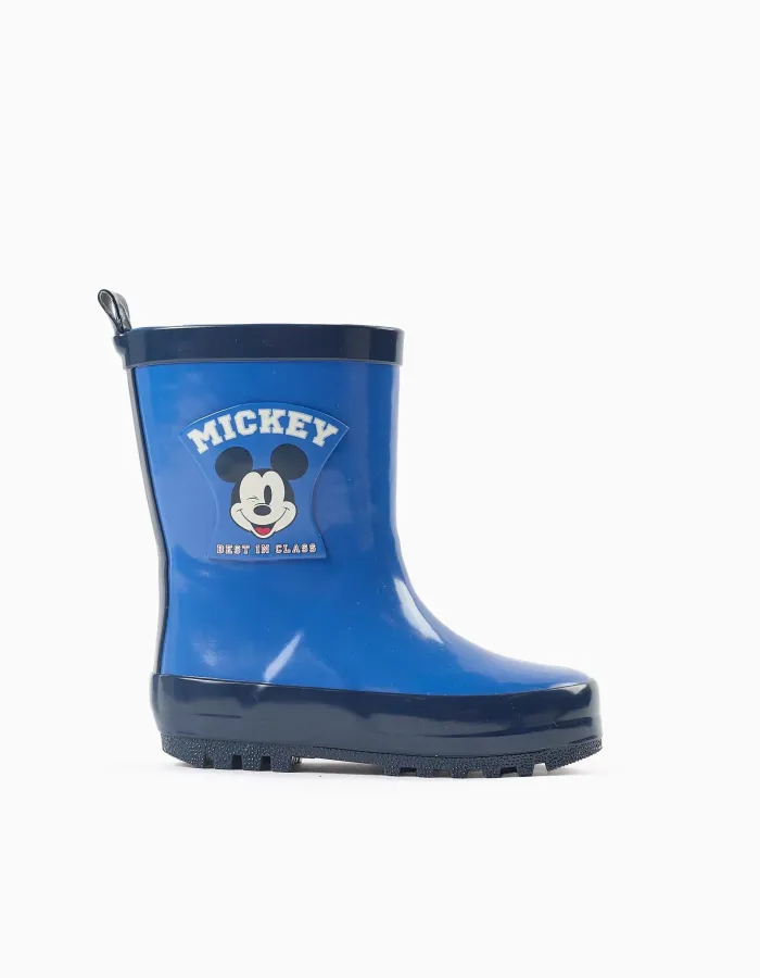 Rubber wellies with Mickey prints for baby boys, blue