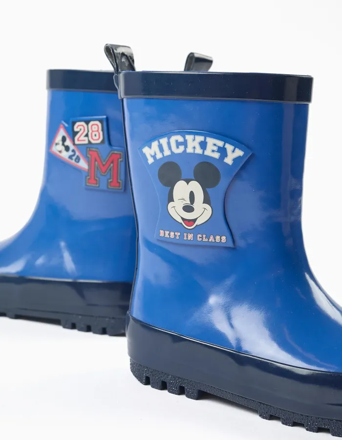 Rubber wellies with Mickey prints for baby boys, blue