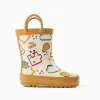Rubber handle wellies with print for baby boys, light beige/yellow