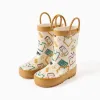Rubber handle wellies with print for baby boys, light beige/yellow