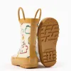 Rubber handle wellies with print for baby boys, light beige/yellow