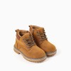 Suedette mountain boots with laces for baby boys, light brown
