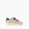 Trainers with touch-fastening straps for baby boys, beige/blue/red