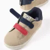 Trainers with touch-fastening straps for baby boys, beige/blue/red