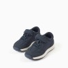 Dual-fabric trainers with non-slip sole for baby boys, dark blue