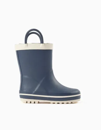 Rubber handle wellies for babies, navy blue/white