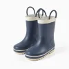 Rubber handle wellies for babies, navy blue/white