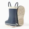 Rubber handle wellies for babies, navy blue/white