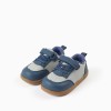 Barefoot trainers with non-slip sole for baby boys, blue/grey