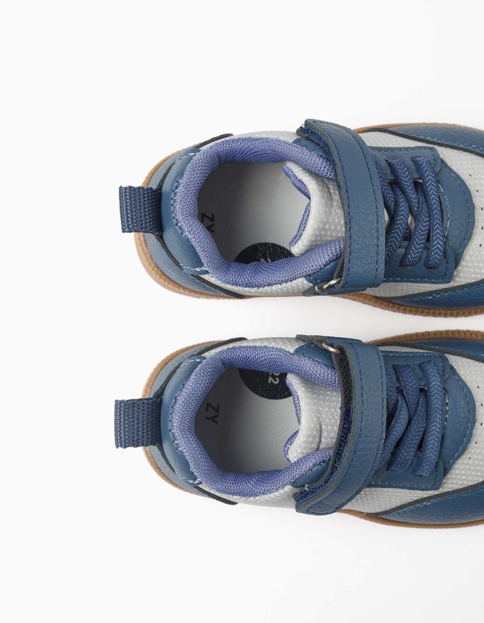 Barefoot trainers with non-slip sole for baby boys, blue/grey