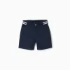 Dark blue baby boy twill chino shorts with striped band