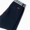 Dark blue baby boy twill chino shorts with striped band