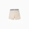 Chino twill shorts with striped band for baby boys, light beige