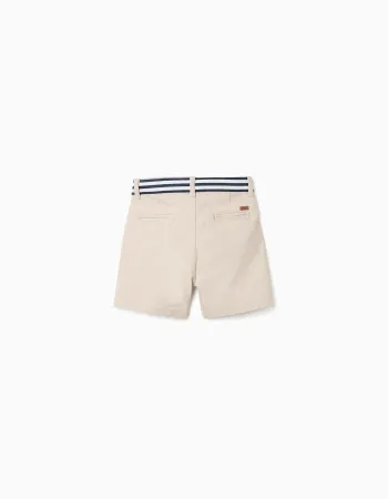 Chino twill shorts with striped band for baby boys, light beige