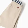 Chino twill shorts with striped band for baby boys, light beige