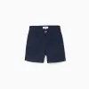 Midi twill chino shorts with pockets for baby boys, dark blue