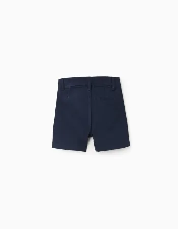 Midi twill chino shorts with pockets for baby boys, dark blue