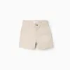 Midi twill chino shorts with pockets for baby boys, light beige