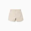 Midi twill chino shorts with pockets for baby boys, light beige
