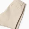 Midi twill chino shorts with pockets for baby boys, light beige