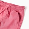 Midi poplin shorts with drawstring and pockets for baby boys, dark pink