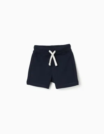 Fleece shorts with drawstring for baby boys, dark blue