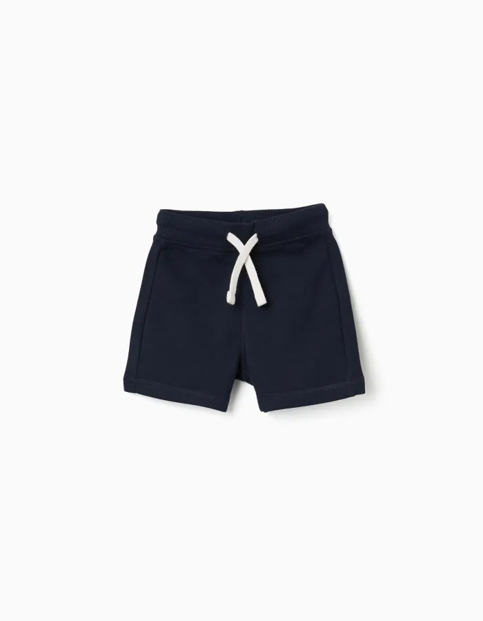 Fleece shorts with drawstring for baby boys, dark blue