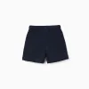 Fleece shorts with drawstring for baby boys, dark blue
