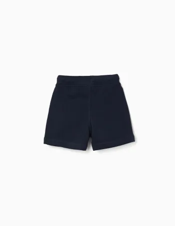 Fleece shorts with drawstring for baby boys, dark blue