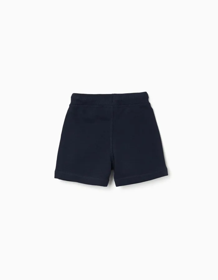 Fleece shorts with drawstring for baby boys, dark blue