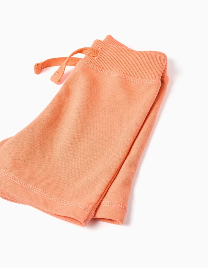 Terry shorts with drawstring for baby boys, orange