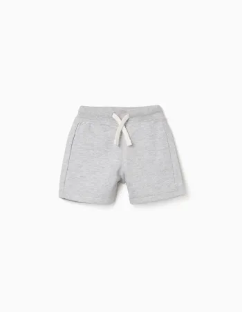 Fleece shorts with drawstring for baby boys, light grey