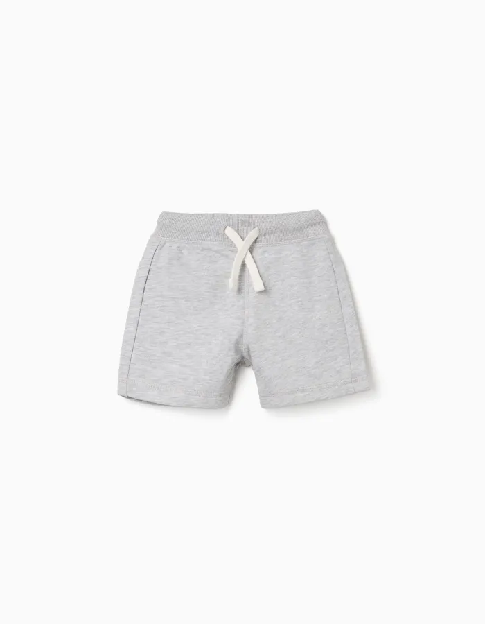 Fleece shorts with drawstring for baby boys, light grey