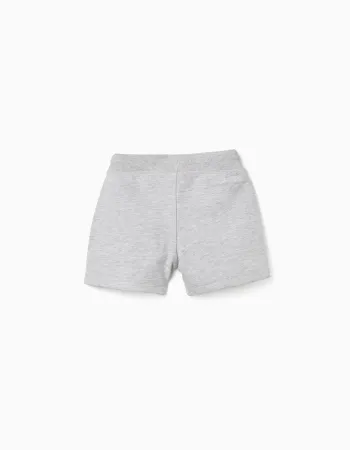 Fleece shorts with drawstring for baby boys, light grey